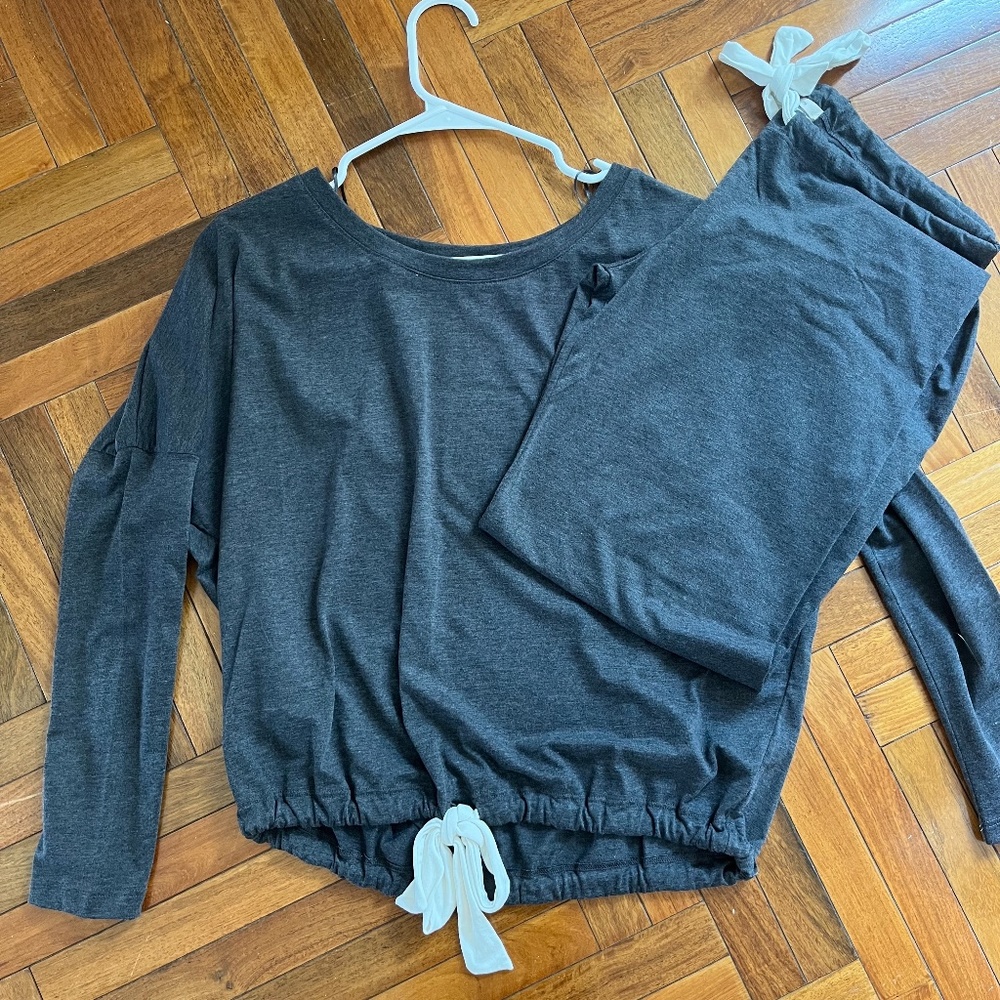 Eberjey Gisele Slouchy PJ Set, Graphite/Ivory, SIZE XSMALL